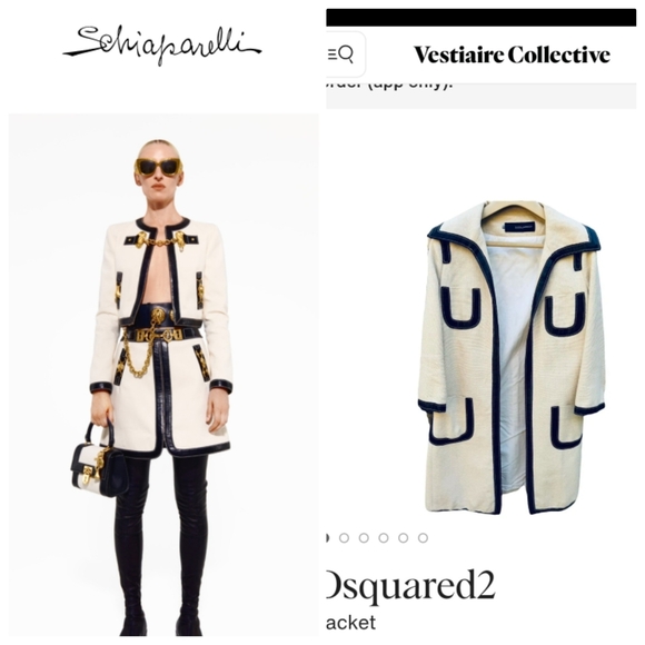 DSQUARED Jackets & Blazers - Dsquared Italian Tailoring Coco Cream Black Piping Art House Trench Coat Xs S 40